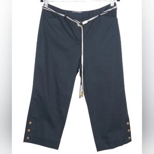 Versailles Petite Belted Button Detail Capris Pants Size 10P